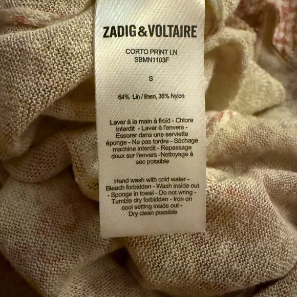 Zadig & Voltaire cream w pale pink snakeskin pattern cardigan / tank set S NWOT - Picture 16 of 16
